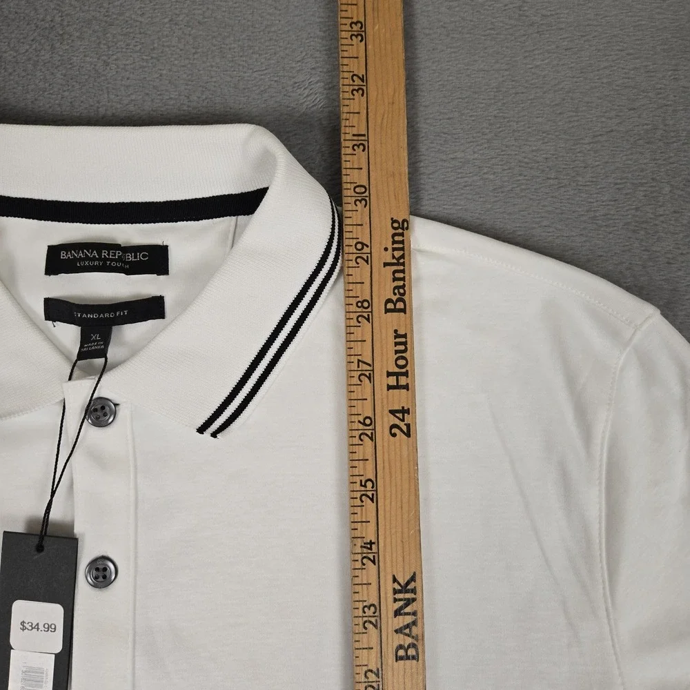 Banana Republic Luxury Touch Performance Polo Mens XL White Standard Fit NWT